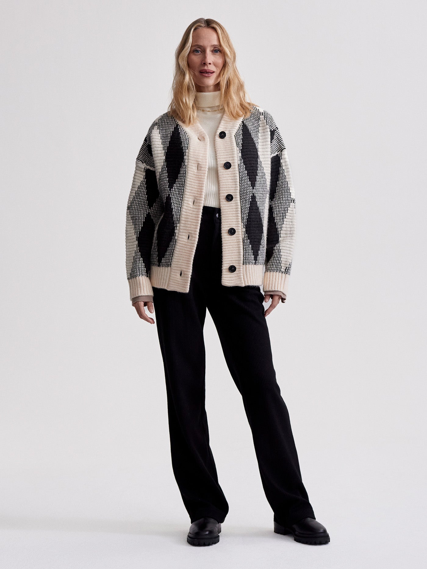 Varley Whitecap Grey Diamond Nancy Jacquard Knit Jacket