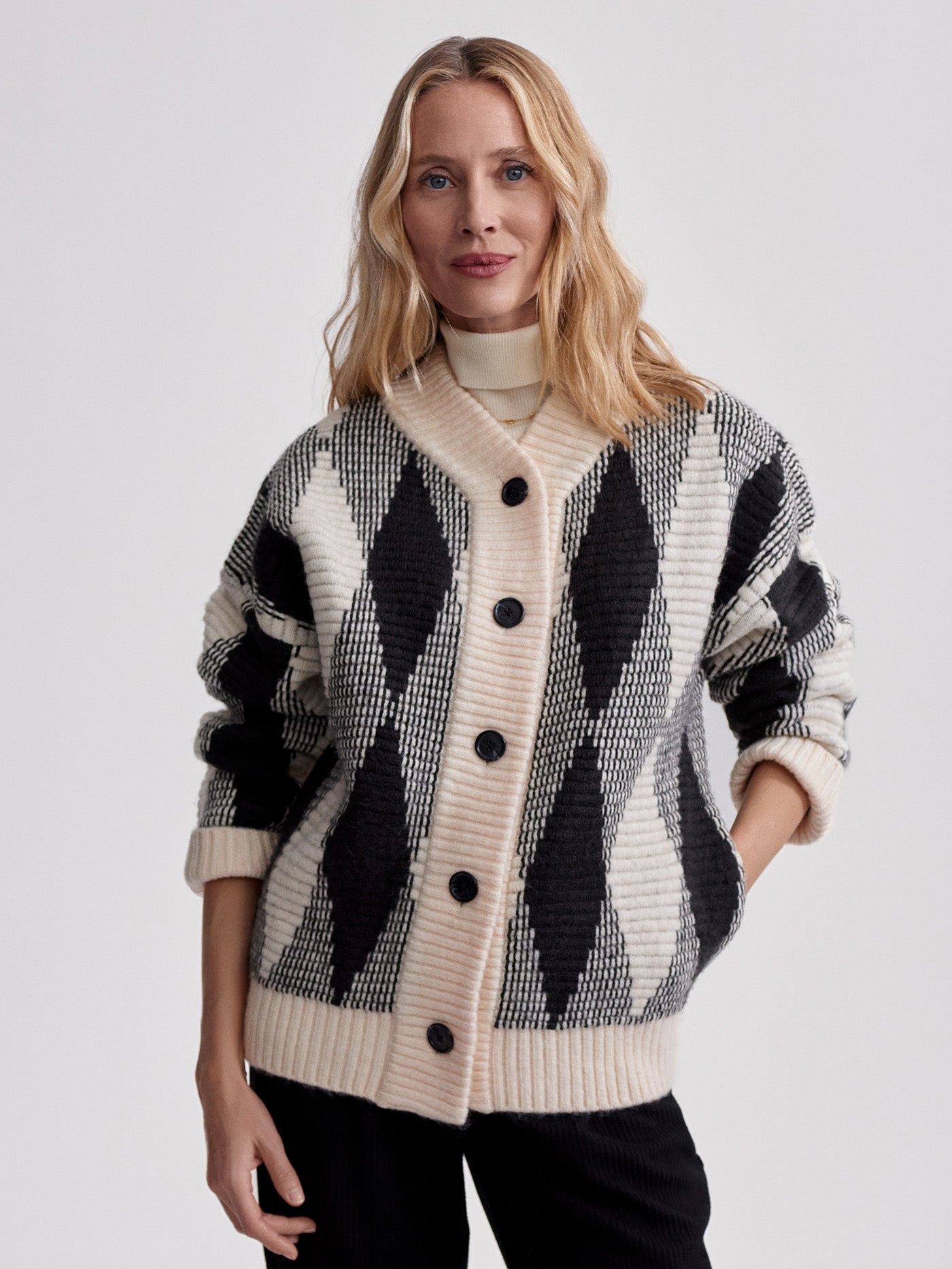 Varley Whitecap Grey Diamond Nancy Jacquard Knit Jacket