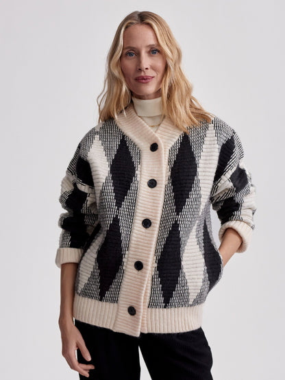 Varley Whitecap Grey Diamond Nancy Jacquard Knit Jacket