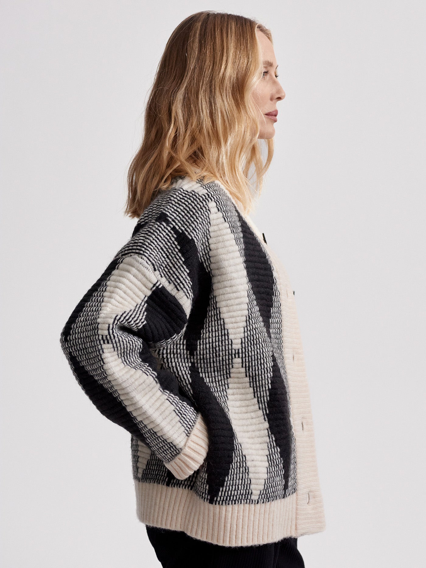 Varley Whitecap Grey Diamond Nancy Jacquard Knit Jacket