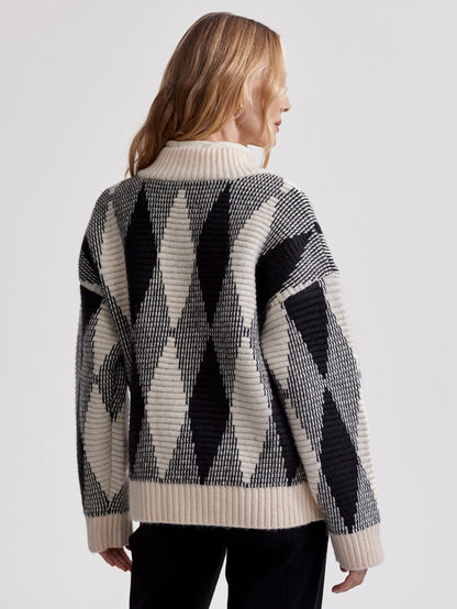Varley Whitecap Grey Diamond Nancy Jacquard Knit Jacket