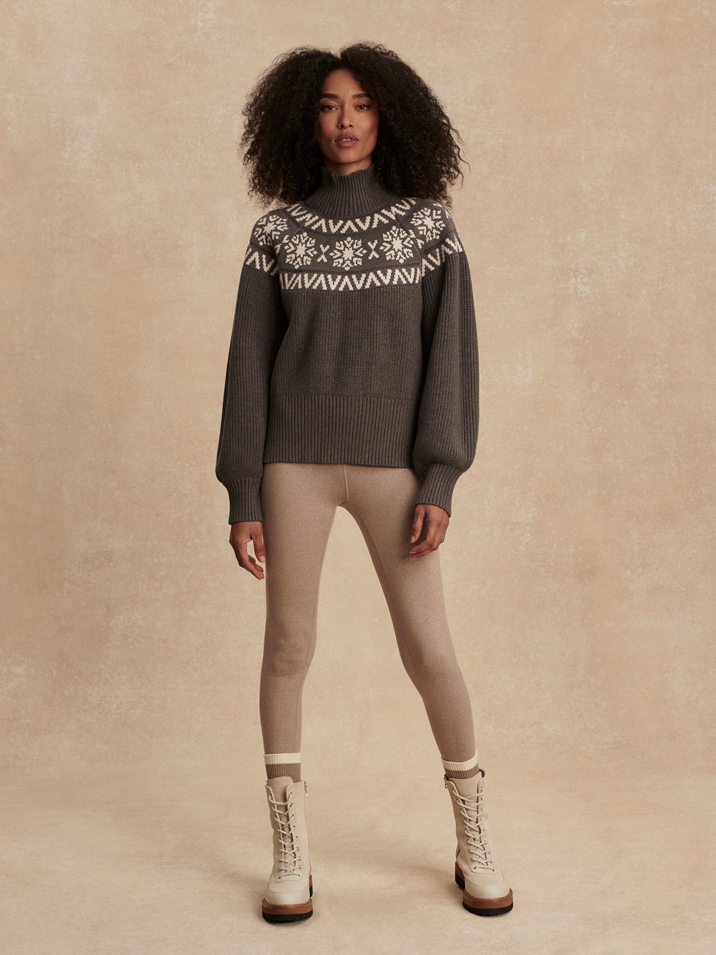 Varley Grey Marl Bowen Fairisle Pullover