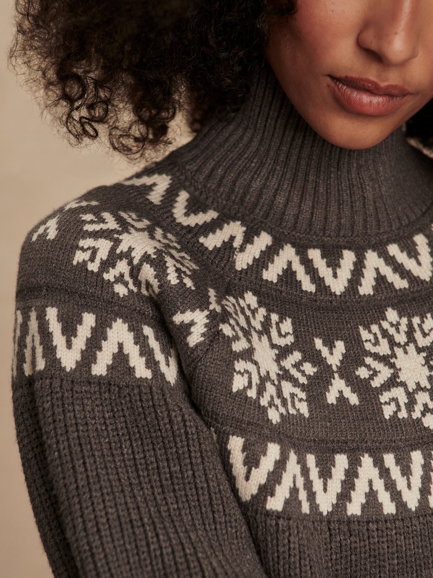 Varley Grey Marl Bowen Fairisle Pullover