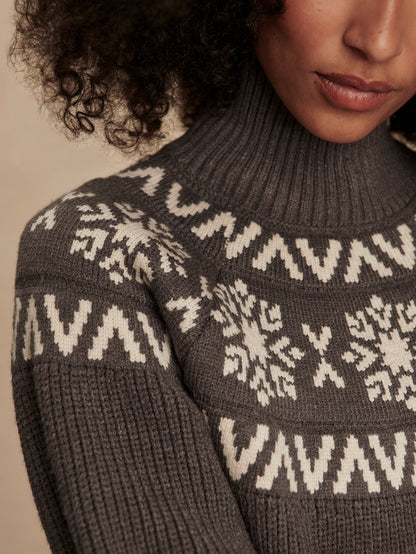 Varley Grey Marl Bowen Fairisle Pullover