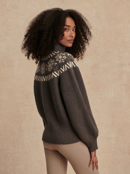 Varley Grey Marl Bowen Fairisle Pullover