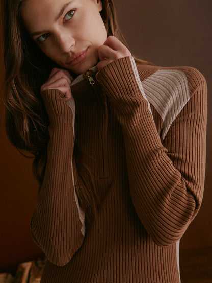 Varley Cocoa Dust Bellings Half Zip Knit