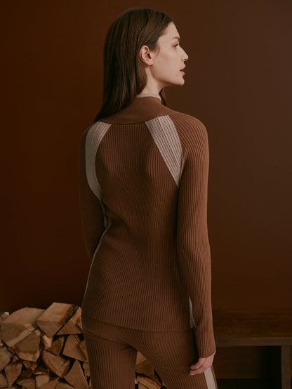 Varley Cocoa Dust Bellings Half Zip Knit
