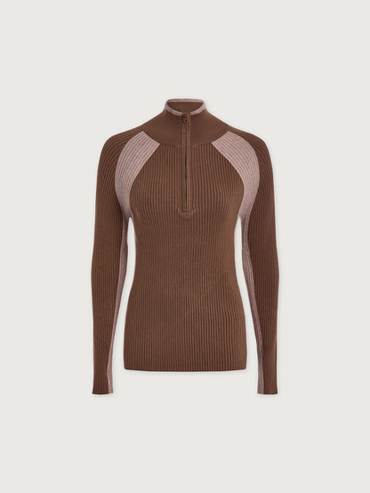 Varley Cocoa Dust Bellings Half Zip Knit
