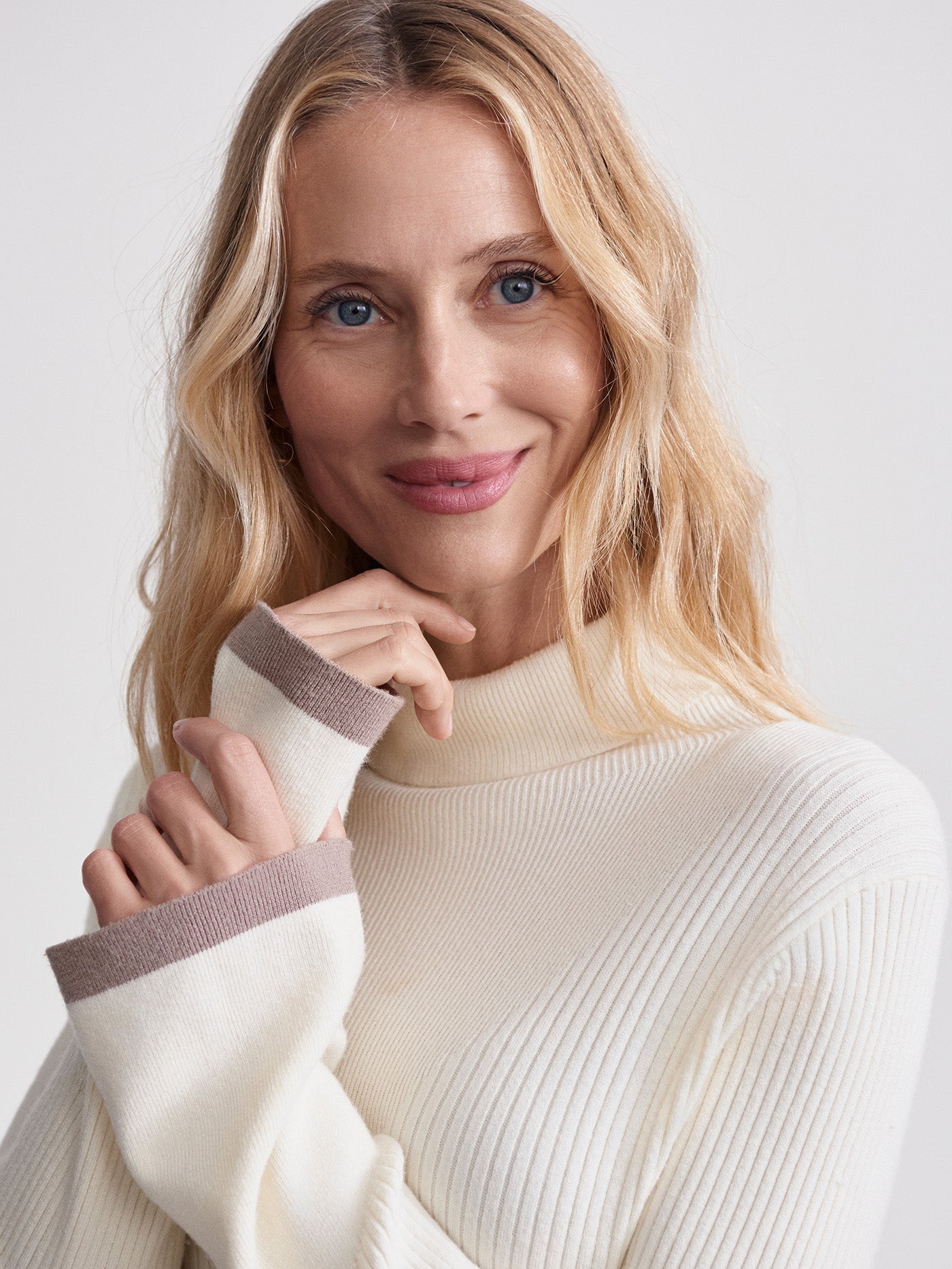 Varley Egret Ravena Rib Knit High Neck Top