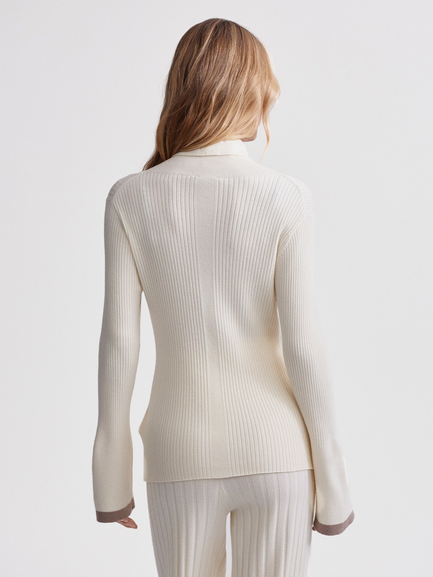 Varley Egret Ravena Rib Knit High Neck Top