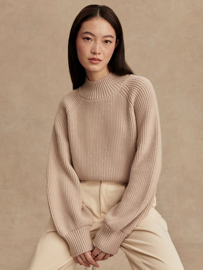 Varley Cement Martina High Neck Rib Knit