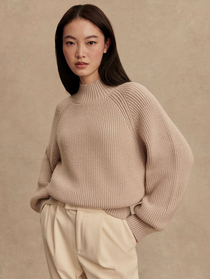 Varley Cement Martina High Neck Rib Knit