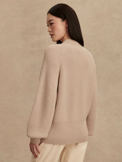 Varley Cement Martina High Neck Rib Knit