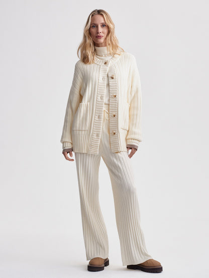 Varley Egret Pensdale Relaxed Knit Cardigan
