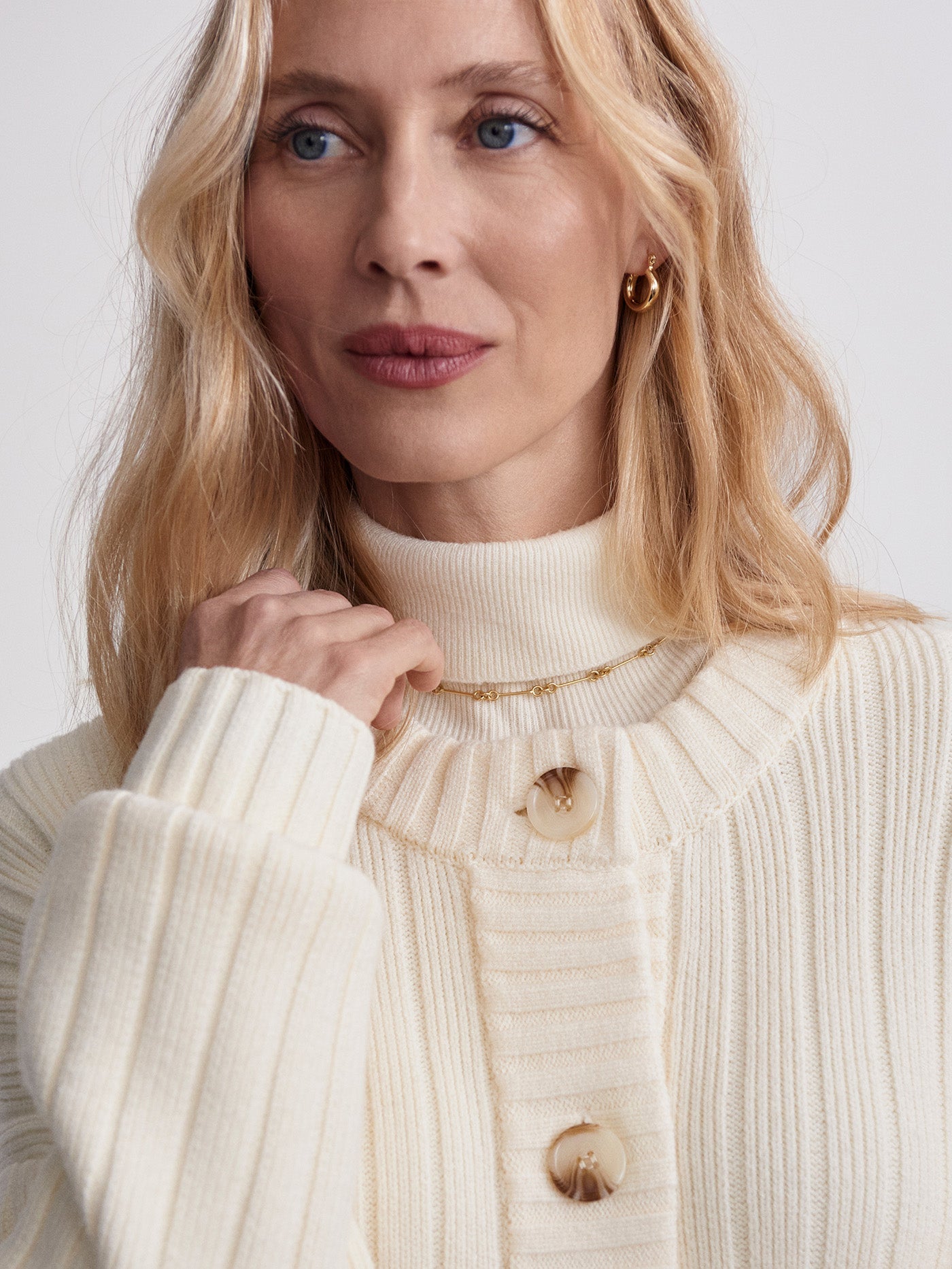 Varley Egret Pensdale Relaxed Knit Cardigan