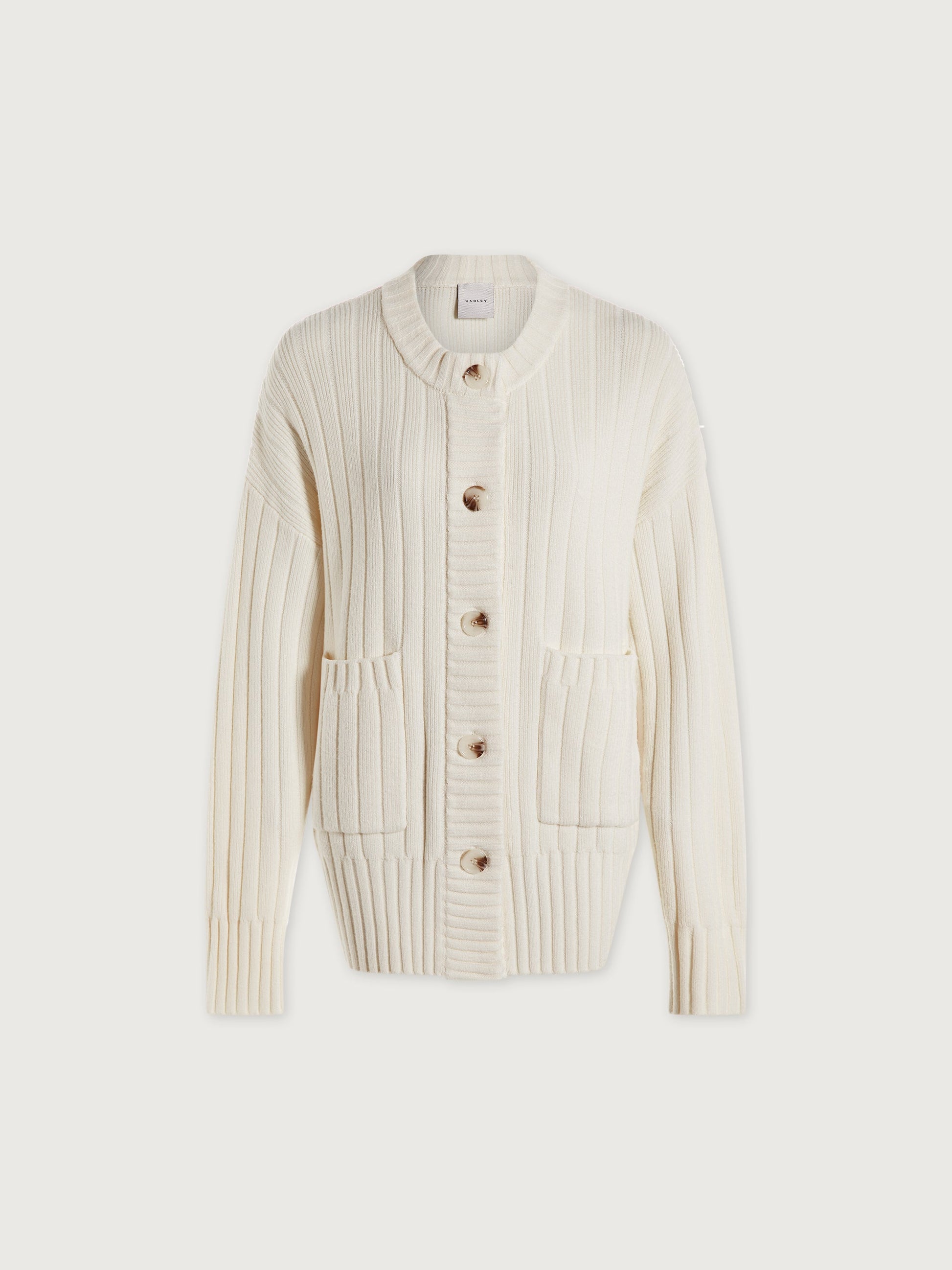 Varley Egret Pensdale Relaxed Knit Cardigan
