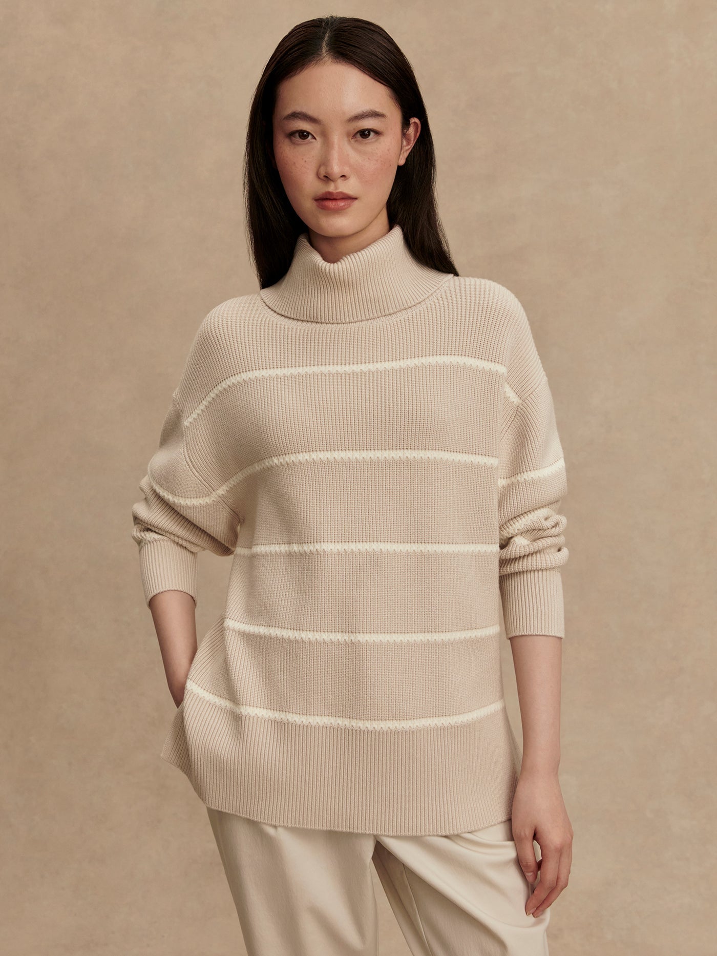 Varley Silver Birch Hamish Stitch Knit Sweater