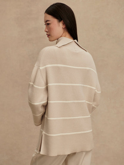 Varley Silver Birch Hamish Stitch Knit Sweater