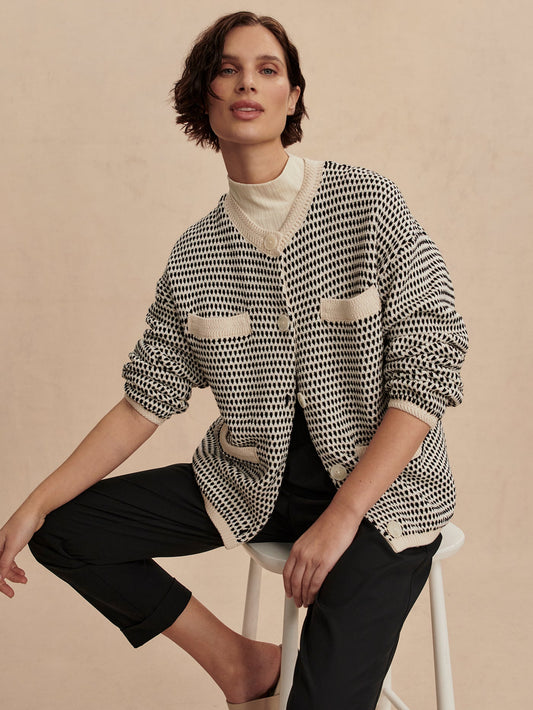 Varley Birch Multi Stitch Tidewell Textured Cardigan