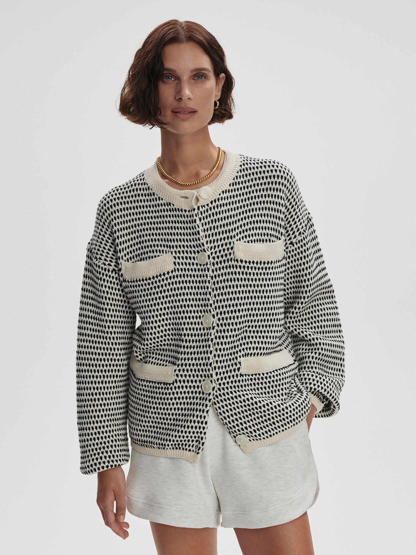 Varley Birch Multi Stitch Tidewell Textured Cardigan