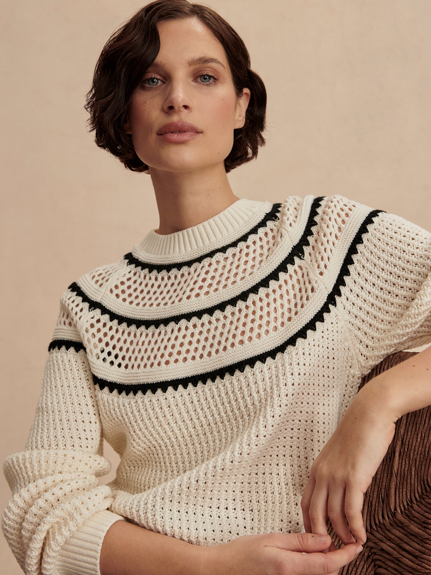 Varley Egret Padbury Pointelle Knit Sweater
