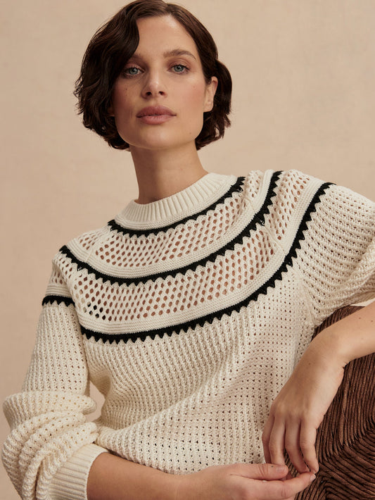 Varley Egret Padbury Pointelle Knit Sweater