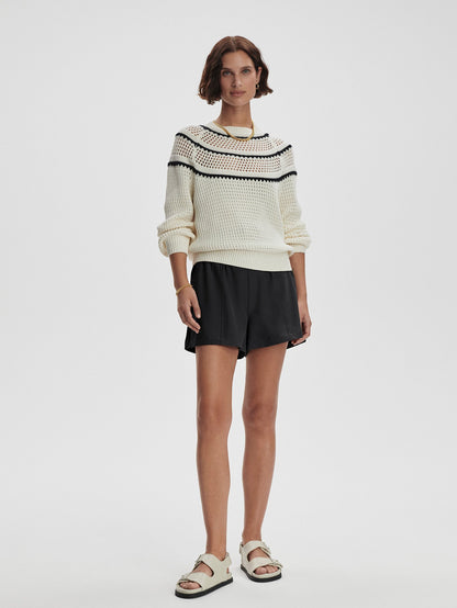 Varley Egret Padbury Pointelle Knit Sweater