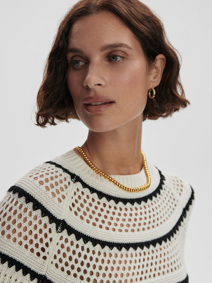 Varley Egret Padbury Pointelle Knit Sweater
