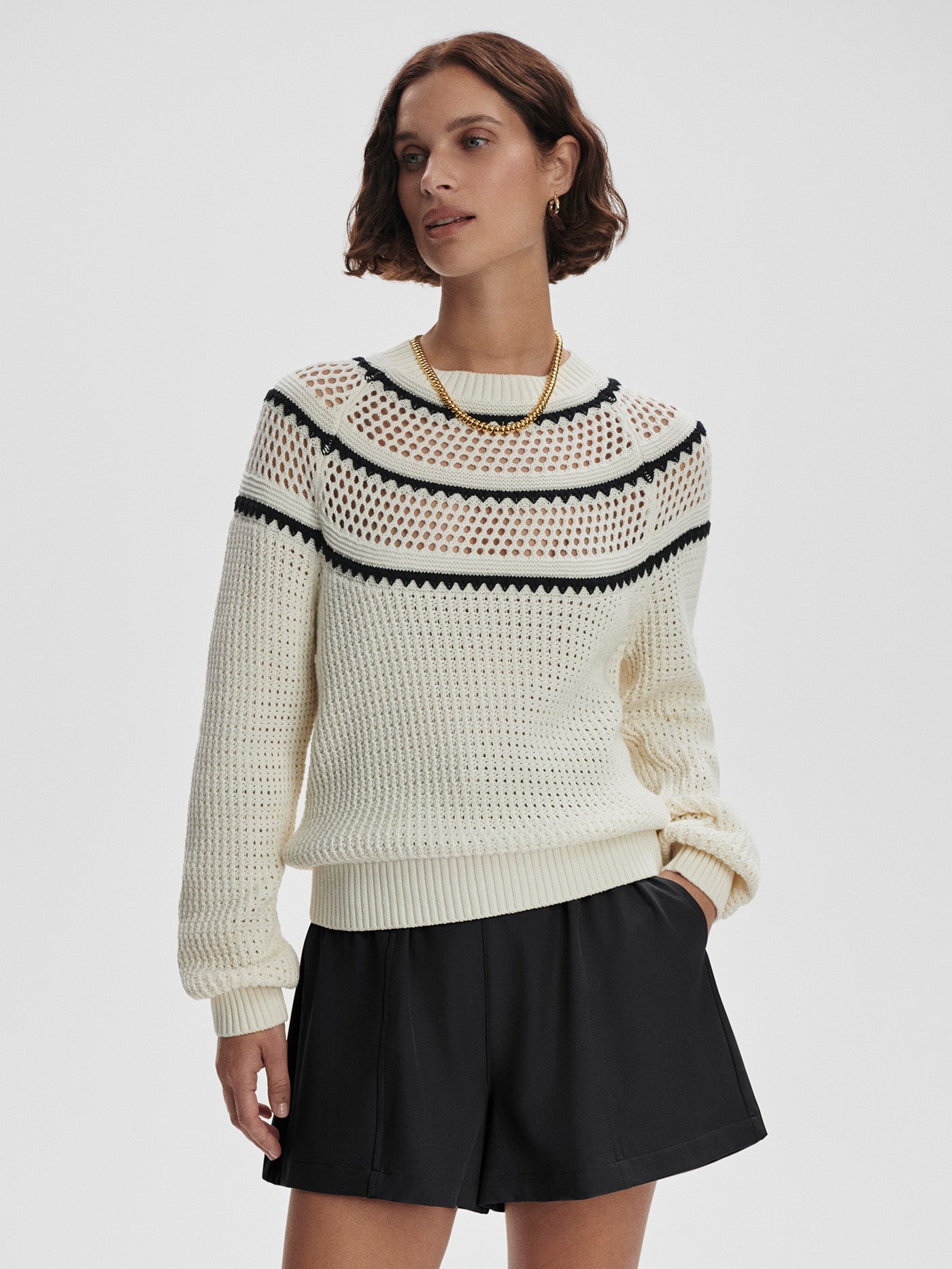 Varley Egret Padbury Pointelle Knit Sweater