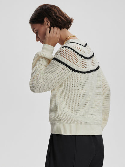 Varley Egret Padbury Pointelle Knit Sweater